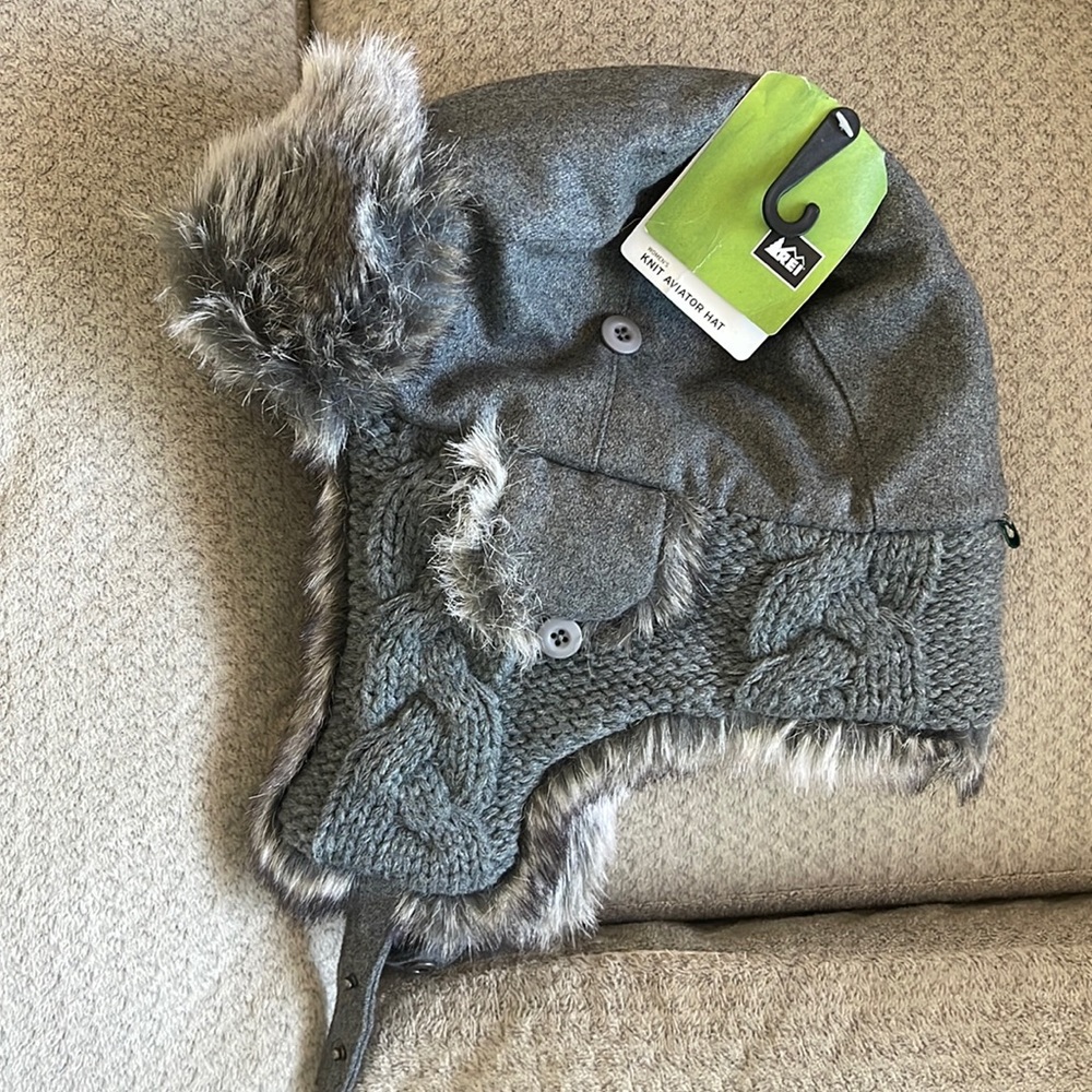 Knit aviator hat